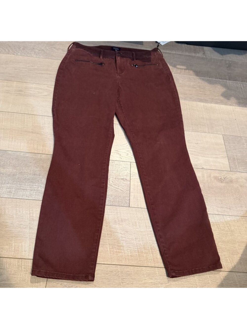 NYDJ Womens Skinny Chino Ankle Pants Slimming FIt New 12 Brown Curra